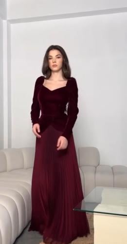 فستان سهره عنابي