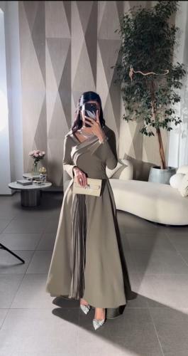 فستان زيتي حرير