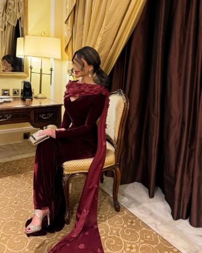 فستان سهره عنابي فخم