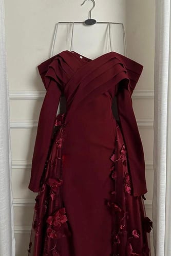 فستان سهره عنابي فخم