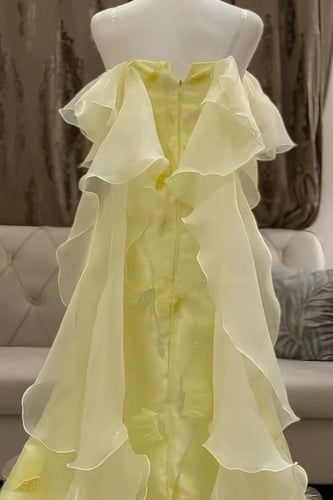 فستان سهره اصفر ليموني