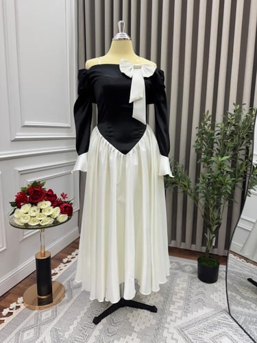 فستان سوسن سهره ابيض واسود