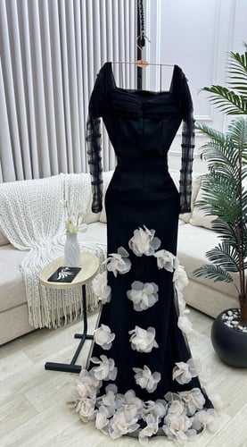 فستان سهره اسود وابيض فخم