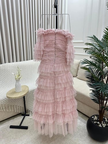 فستان للعيد وردي تل