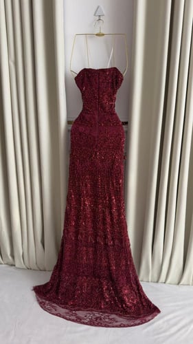 فستان سهره عنابي فخم