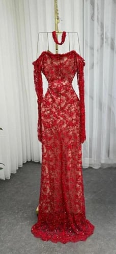 فستان سهره احمر دانتيل