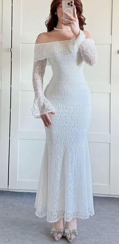 فستان ناعم دانتيل ابيض