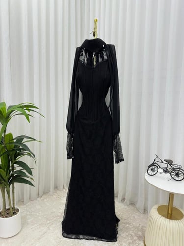 فستان سهره فخم اسود دانتيل