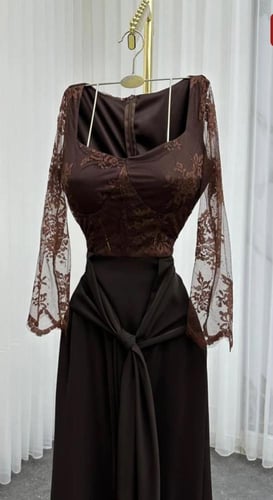 فستان سهره بني دانتيل