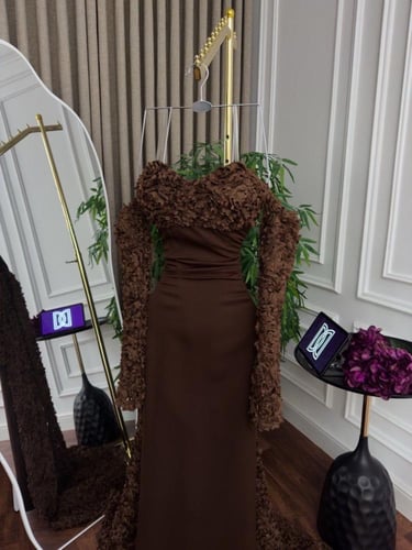 فستان سهره عنابي & بني