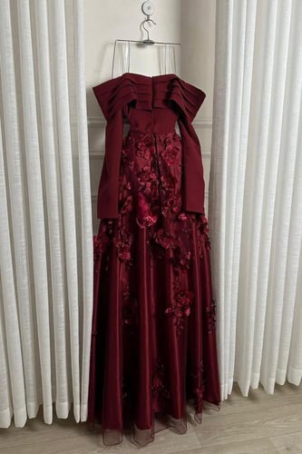 فستان سهره عنابي فخم