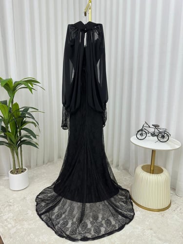 فستان سهره فخم اسود دانتيل