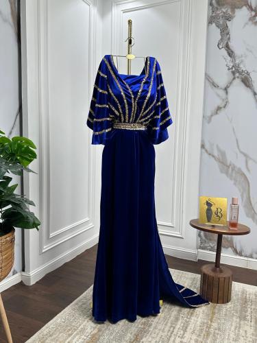 فستان سهره مخمل ازرق