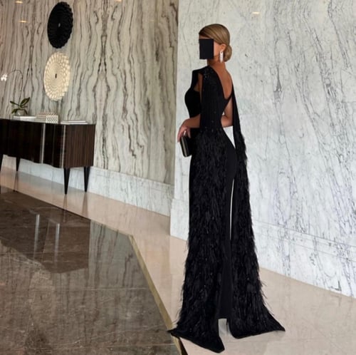 فستان اسود تفته انيق