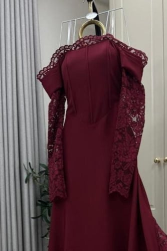 فستان روبي العيد عنابي