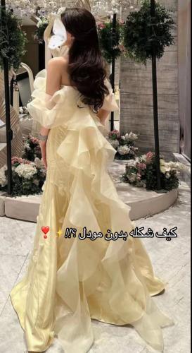 فستان سهره اصفر ليموني