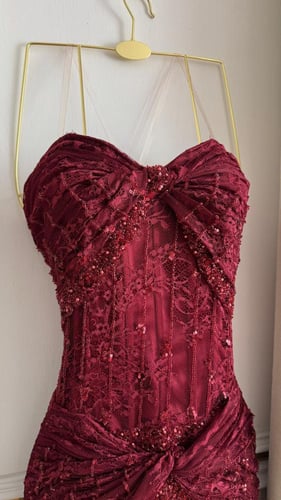 فستان سهره عنابي فخم