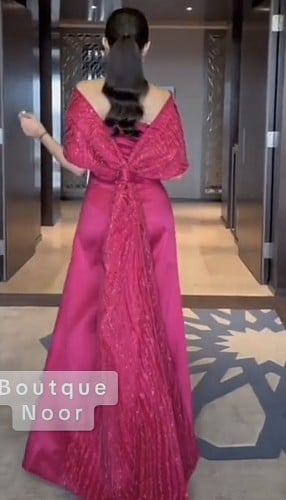 فستان سهره فخم وردي