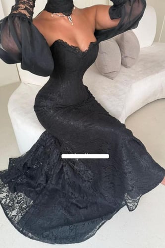 فستان سهره فخم اسود دانتيل