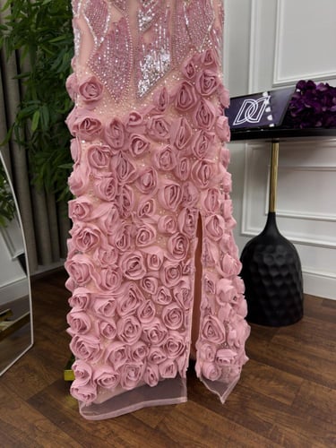 فستان سهره وردي فخم