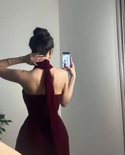 فستان ناعم عنابي