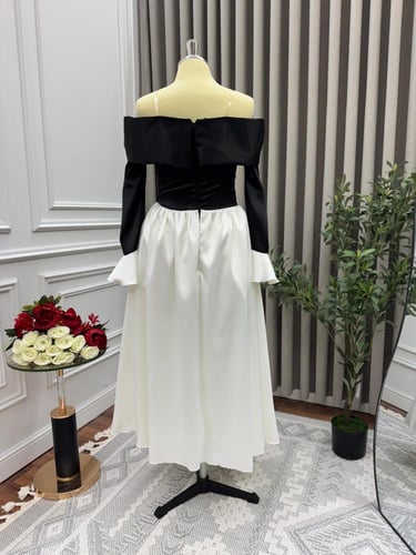 فستان سوسن سهره ابيض واسود