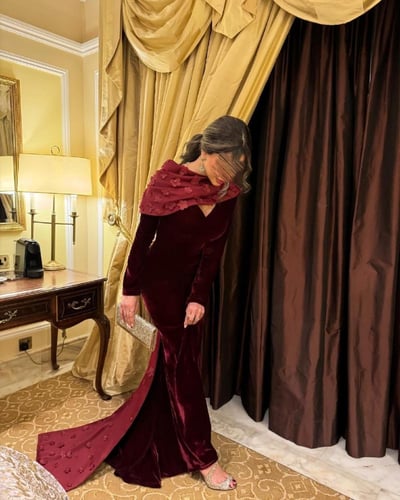 فستان سهره عنابي فخم