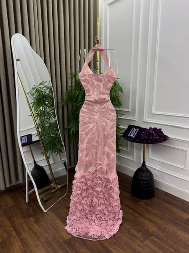 فستان سهره وردي فخم