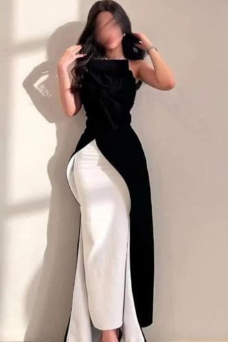 فستان سويره اسود وابيض