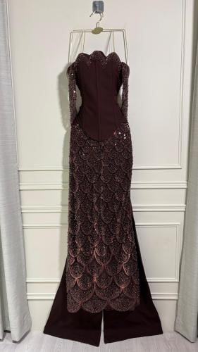 فستان سهره بني فخم