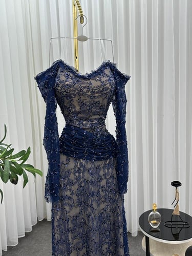 فستان سهره دانتيلا كحلي