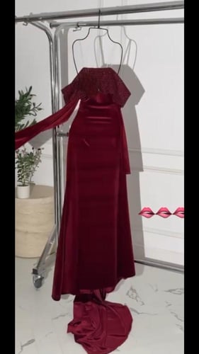 فستان سهره موف مخمل كوري