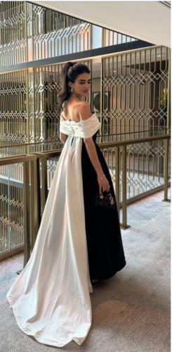 فستان سهره ابيض واسود فخم