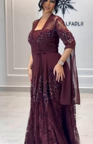 فستان سهره فخم عنابي