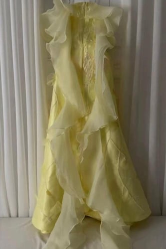 فستان سهره اصفر ليموني