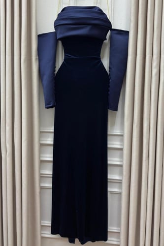 فستان سهره كحلي مخمل