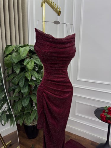 فستان سهره فخم عنابي