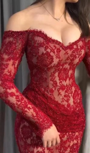 فستان سهره احمر دانتيل