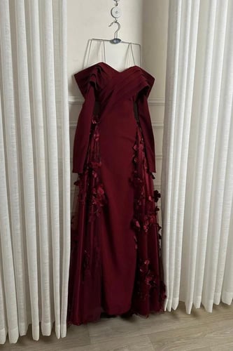 فستان سهره عنابي فخم