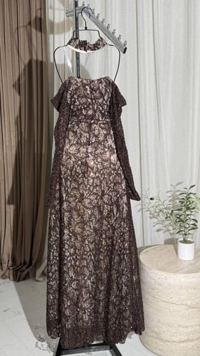 فستان روزينا سهره دانتيل بني