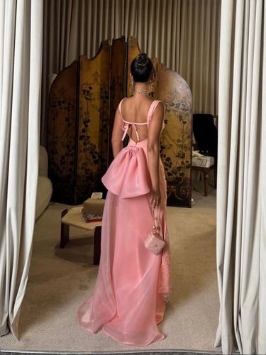 فستان سهره فخم وردي