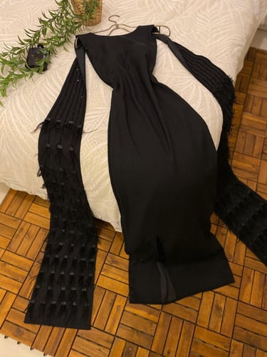 فستان اسود تفته انيق
