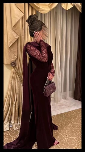 فستان سهره عنابي مخمل