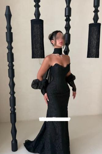 فستان سهره فخم اسود دانتيل