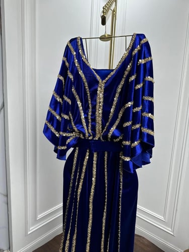 فستان سهره مخمل ازرق