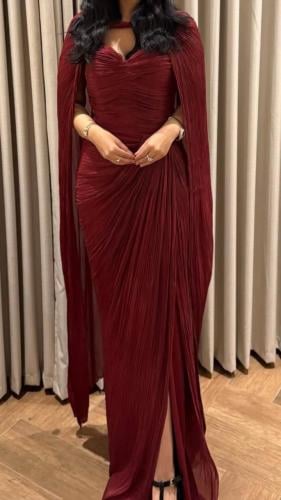 فستان سهره عنابي