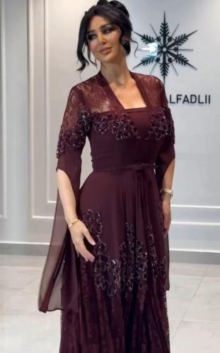 فستان سهره فخم عنابي