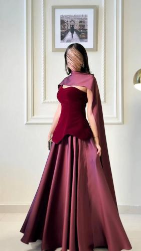 فستان سهره عنابي