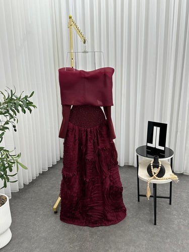 فستان سهره اسود& عنابي