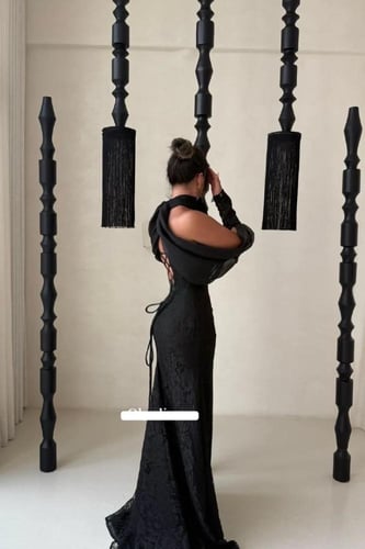 فستان سهره فخم اسود دانتيل